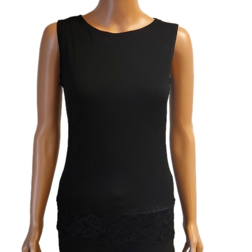 𝅺Rave city black laced bottom tank top (code-P178)